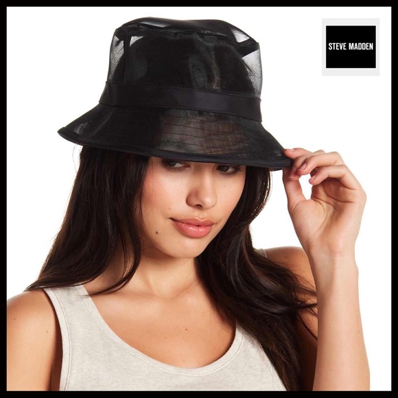 STEVE MADDEN LUXE BLACK MESH BUCKET HAT - Picture 2 of 8
